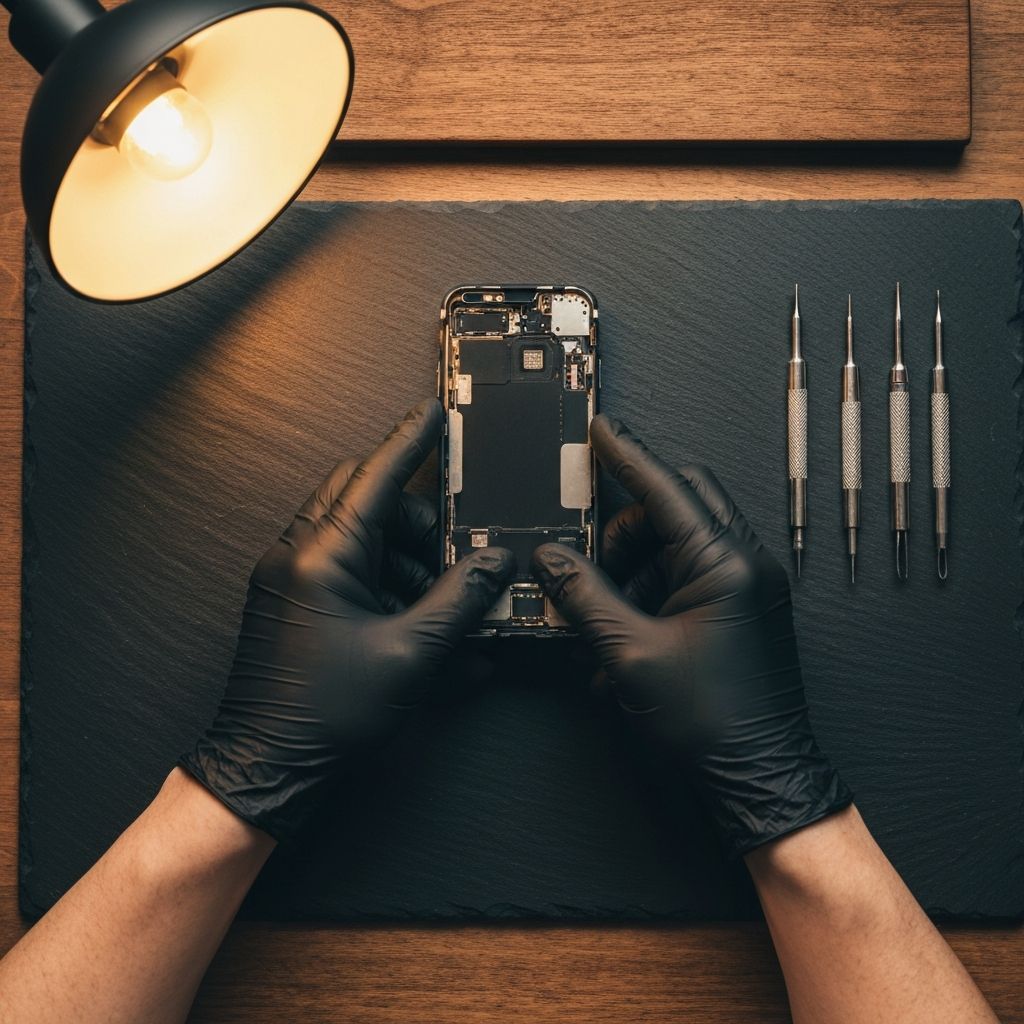 iPhone 전문 수리 작업 장면